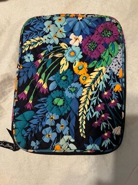 Vera Bradley Navy Floral Tablet Sleeve with Teal, Yellow & Purple Accents